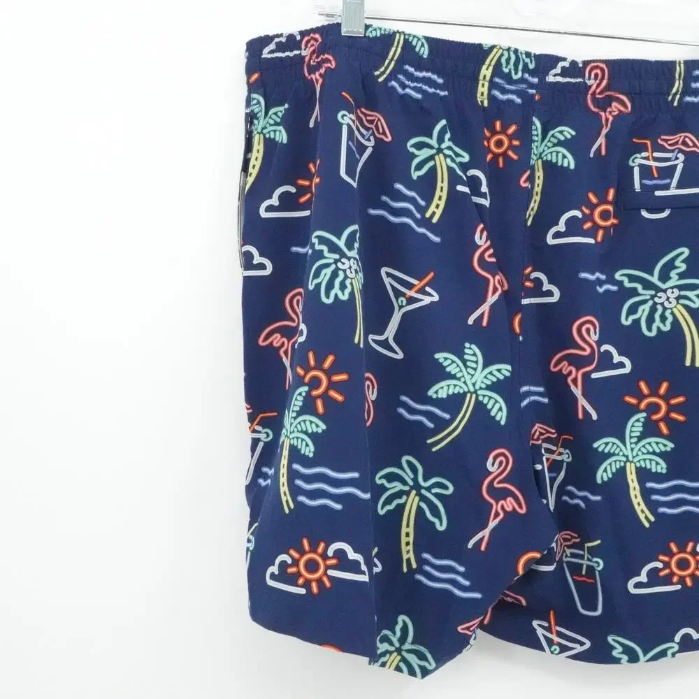 Chubbies Swim Trunks Shorts Mens 2XL Flamingo Palm Tree Neon‎ Print 5.5 Inseam
